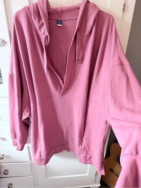 Source Unknown Dusty Pink V-Neck Hoodie Sweatshirt